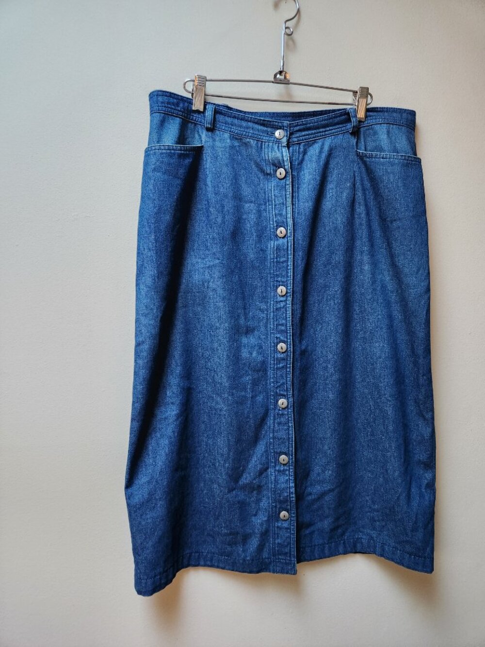 Vintage denim button front midi skirt / L/xl - Picture 3 of 8